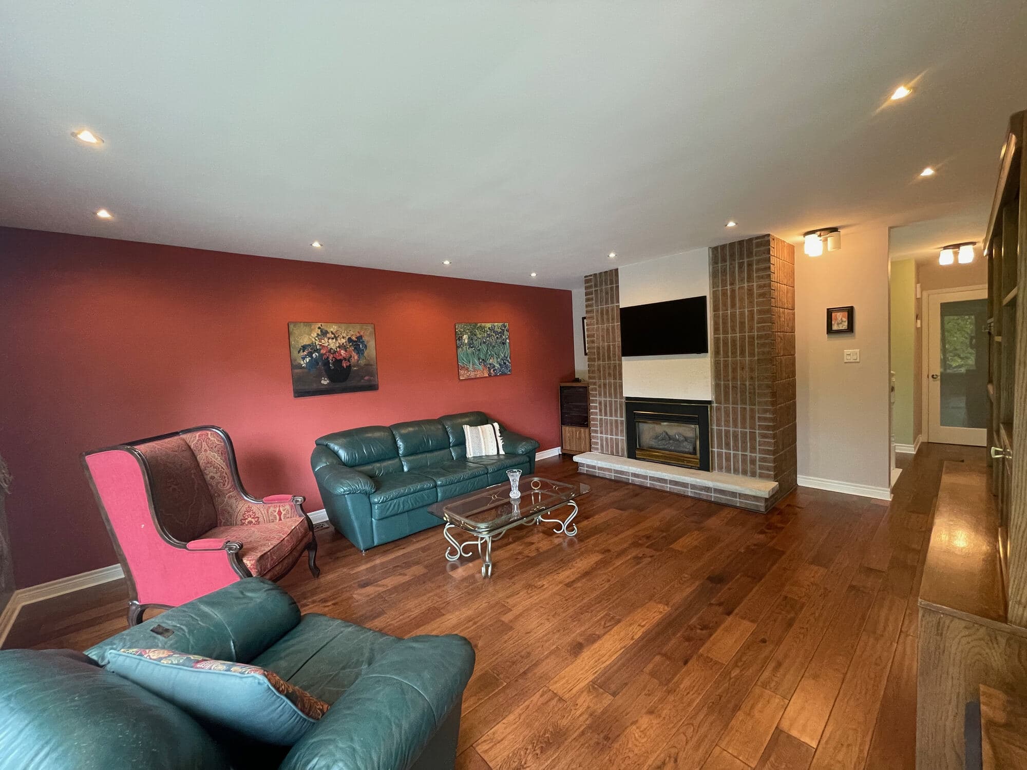 Family room with fireplace